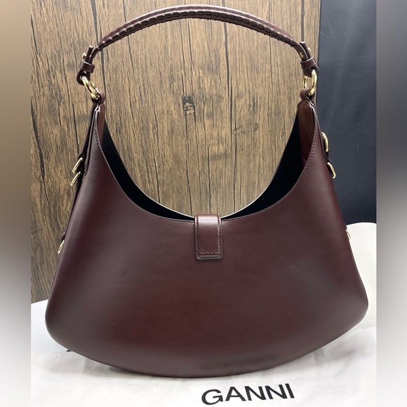 GANNI Butterfly Logo Chicory Coffee Small Kat Shoulder Bag #A7302 - Picture 6 of 15